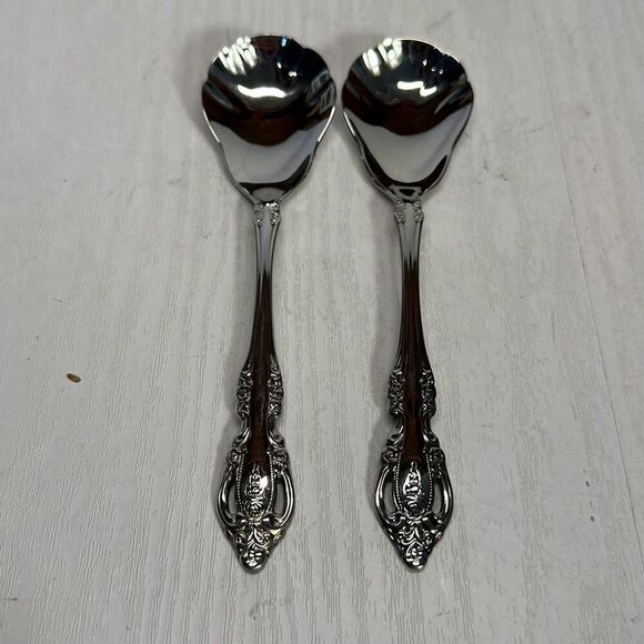 Oneida Community BRAHMS Sugar Shell Stainless Steel Spoon set of 2 - Picture 1 of 6
